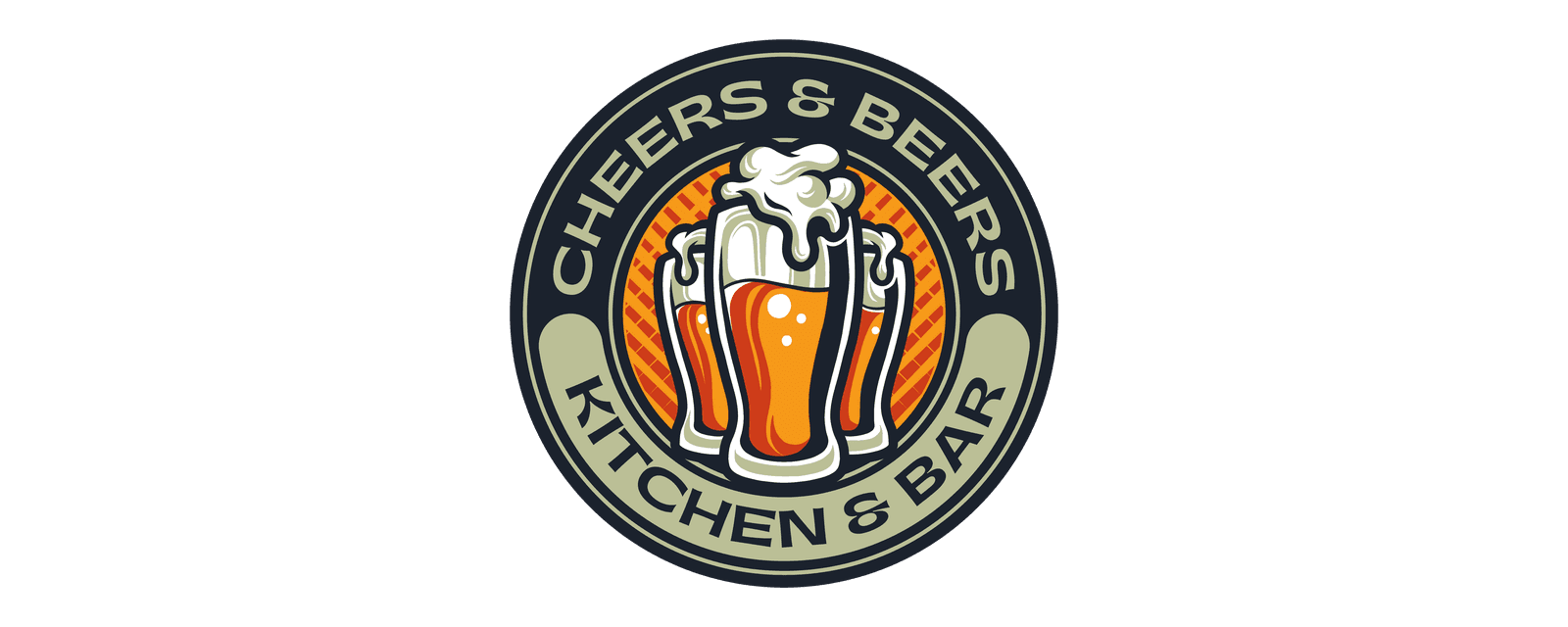 The Cheers & Beers Kitchen & Bar logo: three glasses inside a round badge